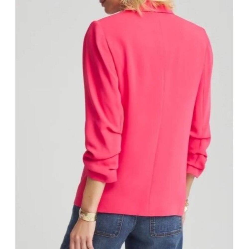 Chico’s Ruched Sleeve Blazer Dried Roses Pink Sz 2.5 (14) Notched Lapel NWT - Picture 3 of 4